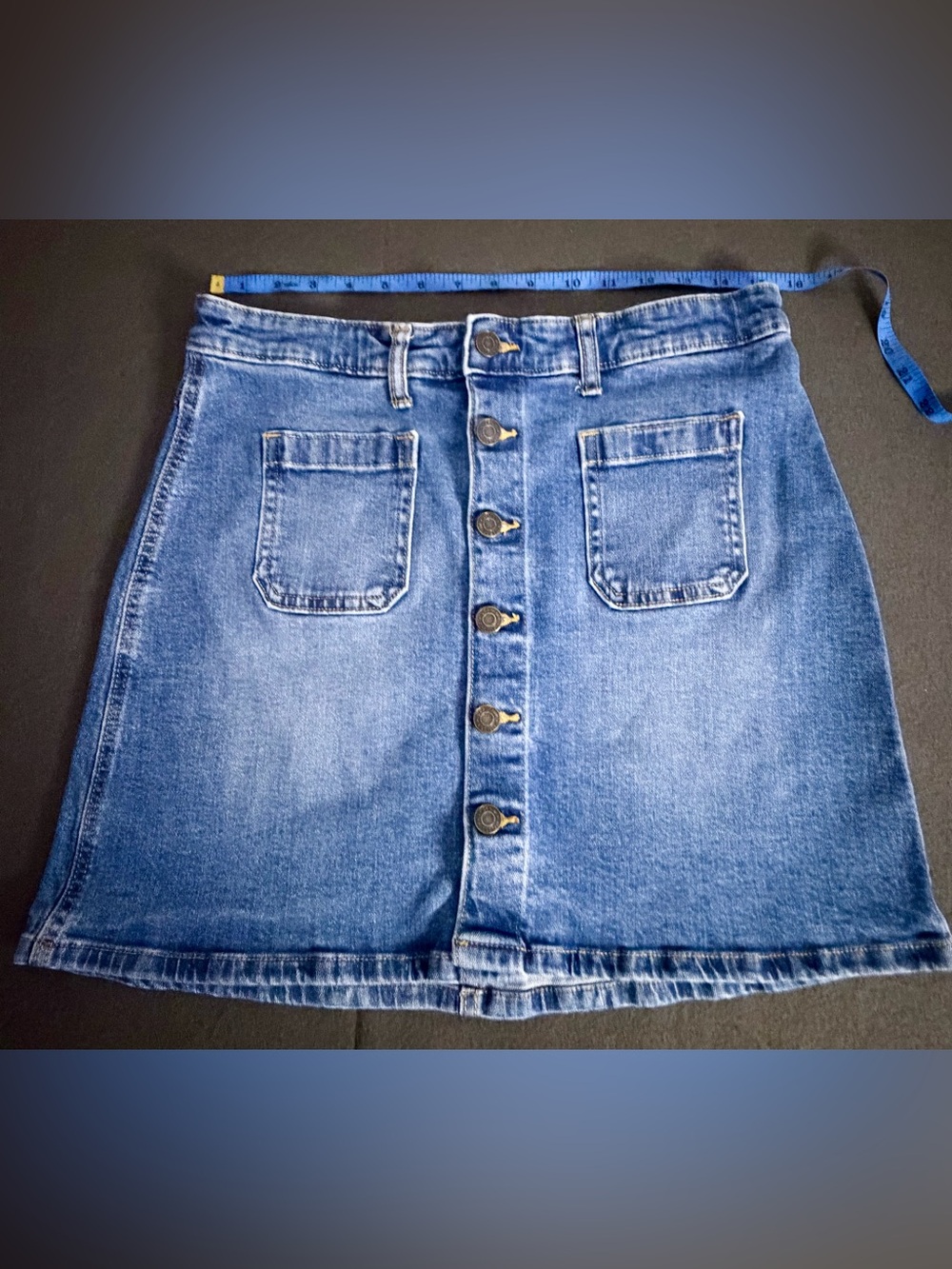Gap Button Front Denim A Line Mini Skirt Size 8/29
